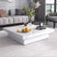 Table basse carrée en placage de marbre avec plateau coulissant et rangement