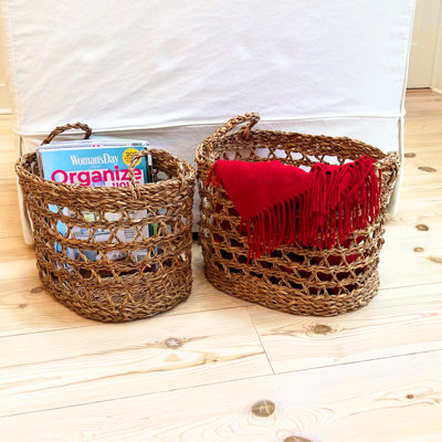 Hand Woven Wicker Laundry Basket With Handles