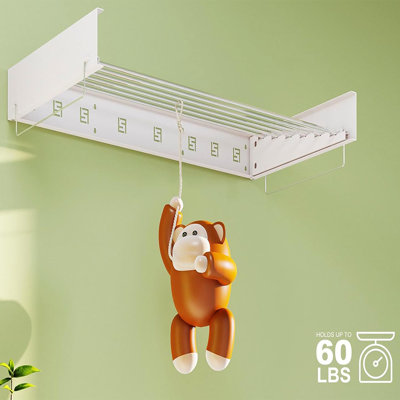 Wall Mounted Clothes Drying Rack Indoor, Retractable Towel Drying Rack, Space Saving, Invisible Drying Rack Clothing Collapsible For Hanging Clothes