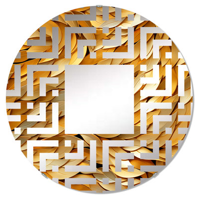 Écailles de poisson dorées - cercle de miroir décoratif labyrinthe