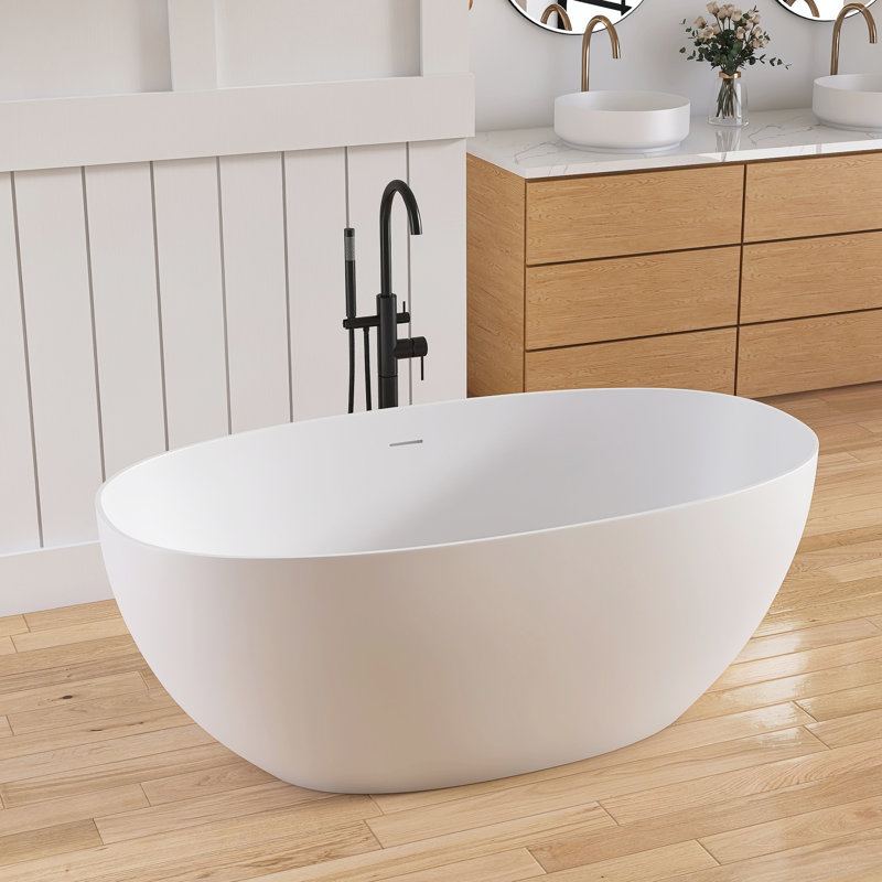 Forma 59'' Freestanding Bathtub Solid Surface Freestanding Soaking Tub