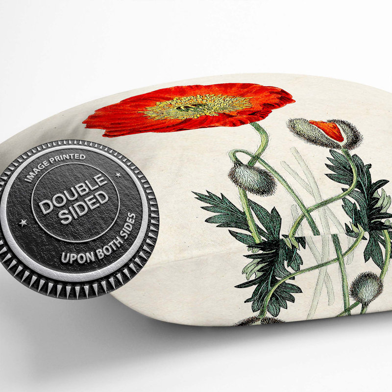 Illustration of a Poppy Flower Cushion with Filling, 55cm H x 55cm W x 20cm D