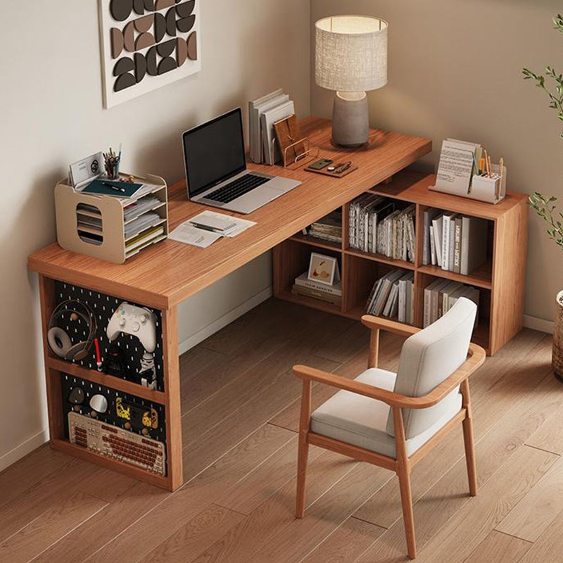 Bureau de direction en bois massif en forme de L, bureau, H 29,53 po x l 62,99 po x P 35,43 po