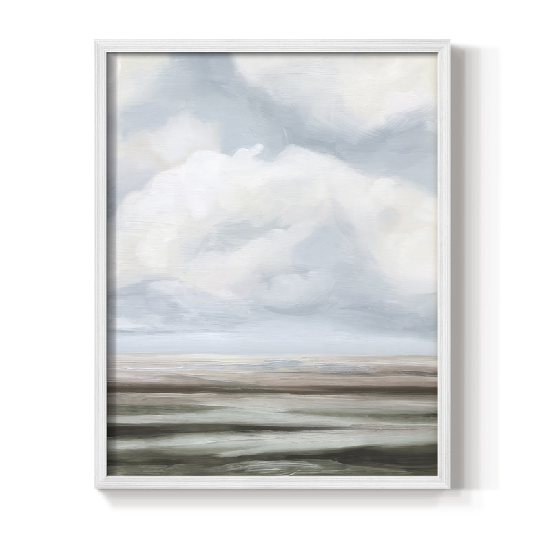 Impression encadrée «Dilutes Plains II» - bois massif, H 30 po x l 24 po, Blanc