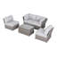 Ensemble de conversation en osier pour 4 personnes avec coussins Mae