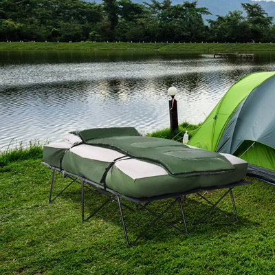 2 lits de camping, y compris un sac de couchage, un lit gonflable, des oreillers et une housse de transport pour des vacances agréables à l'extérieur avec matelas et coussins de détente, sac