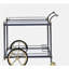 Chariot de service rectangulaire en verre et en métal - décorations noires / dorées, rangement pour accessoires de vin transparent et fini 2 tablettes pour apéritifs, cadre, porte-bouteilles, mobile avec roulettes