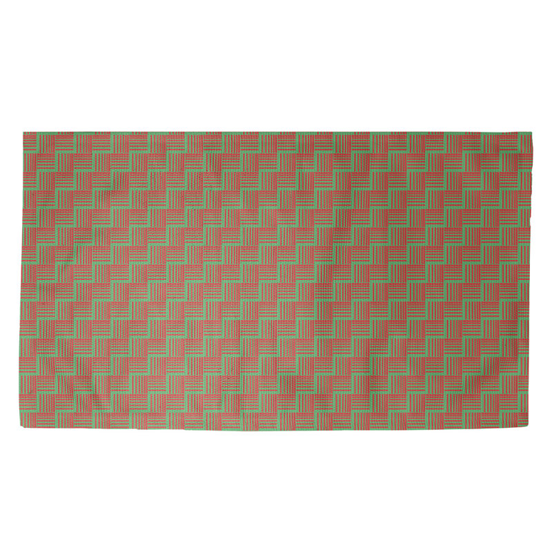 Tapis vert/rouge fait main, Rectangle 3 pi x 5 pi