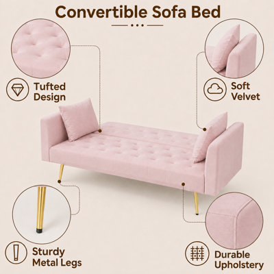 Thomias 71.01'' Velvet Convertible Sofa