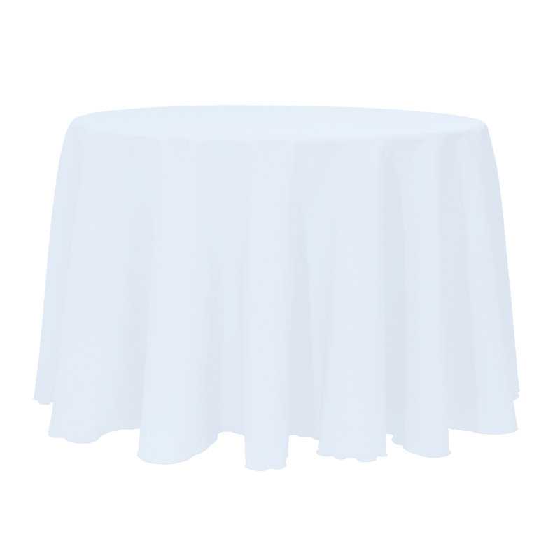 10 Pack Round Polyester Linen Tablecloth, Ice Blue, 132" x 132"