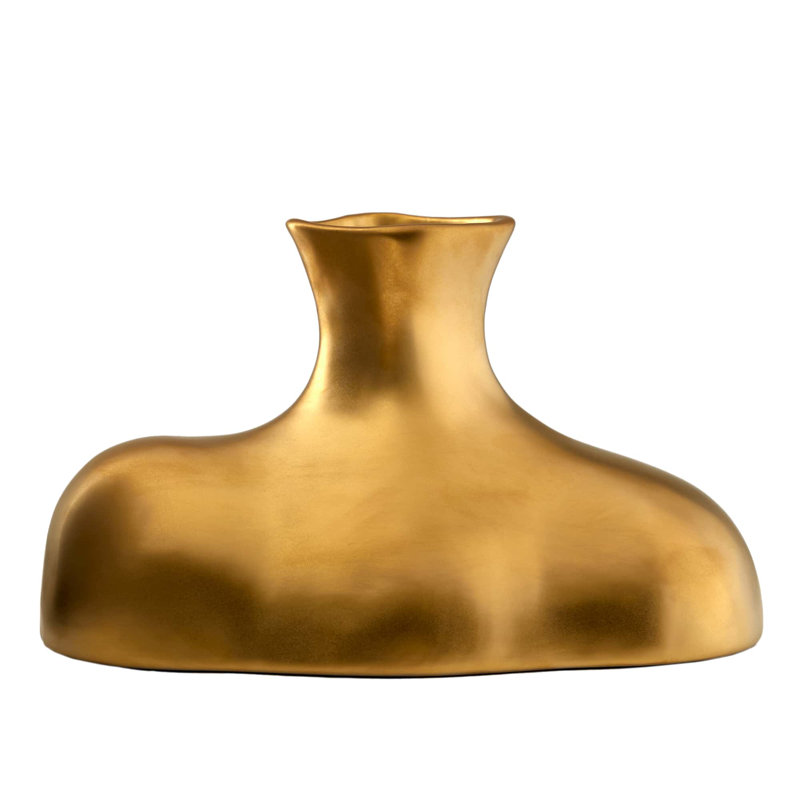 Tilbury Handcrafted Ceramic Table Vase, Gold