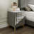 Velvet Upholstered 3 Drawers Wooden Nightstand, Marbling Stickers Worktop, Metal Legs&Handles-915592978