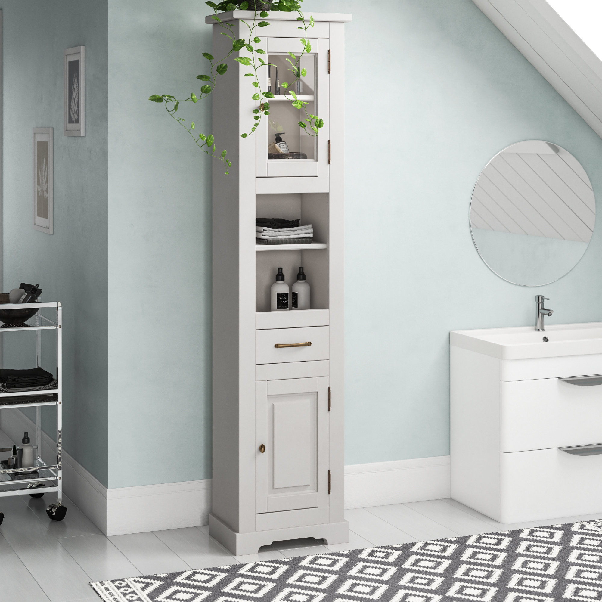 Solid wood tall bathroom cabinet deals