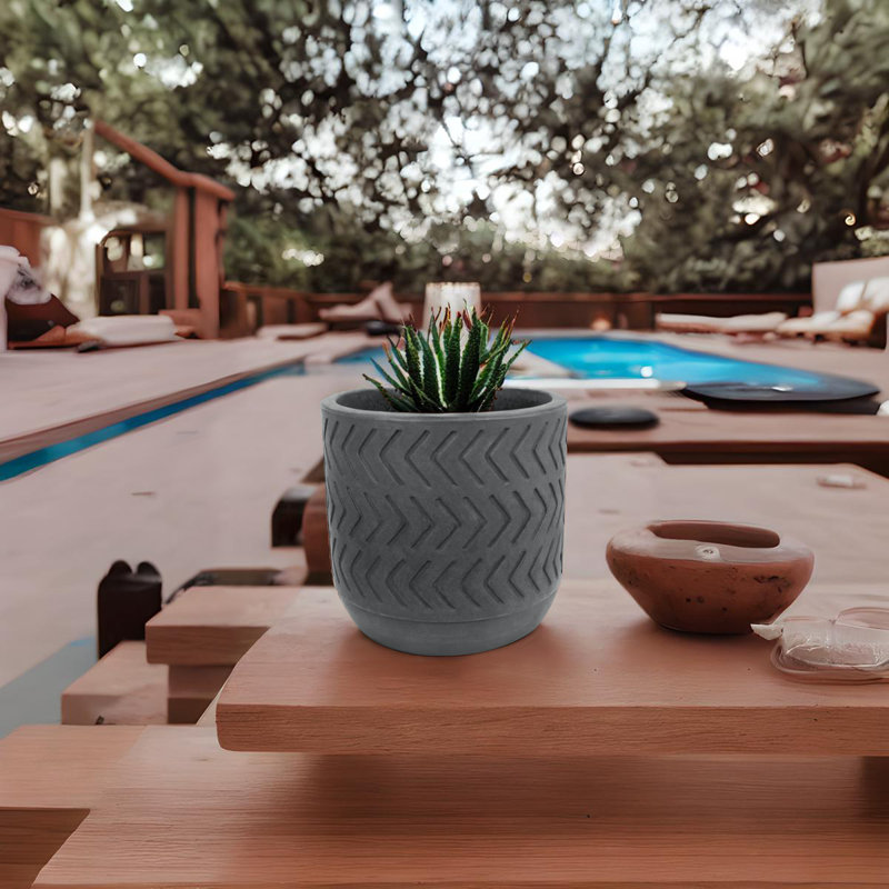 Carly-Jane ECOBO 14.2 inches Eco-Friendly Round Pot Planter, Capri Indoor/Outdoor Four Season Use, Dark Gray