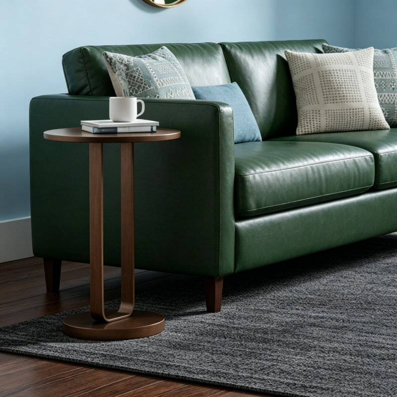Table d'appoint ronde en bronze antique Tareel avec piédestal ovale unique, parfait pour un décor moderne et traditionnel.