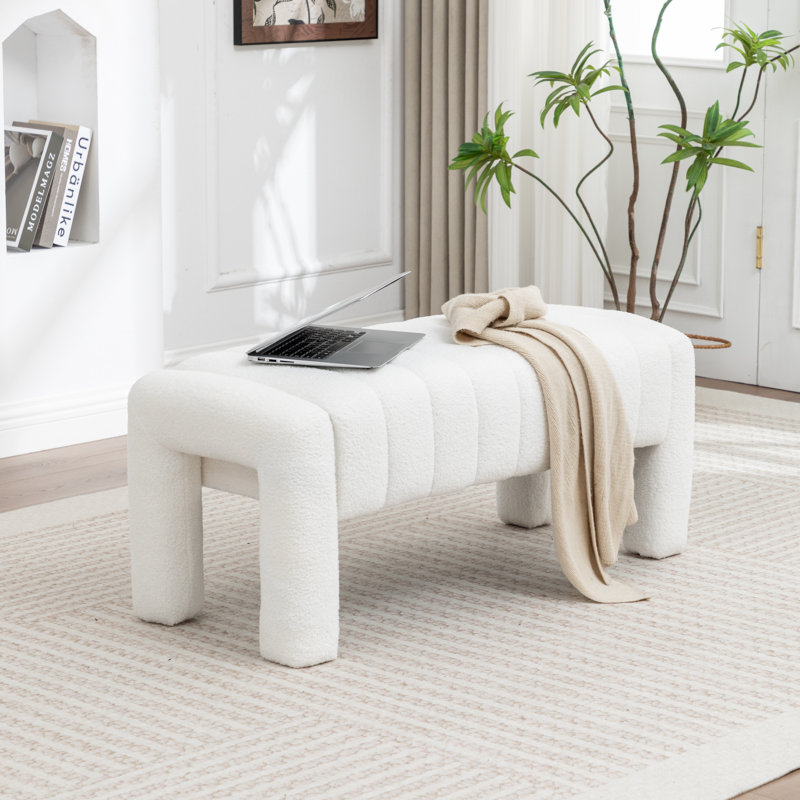 Banc de chambre rembourré Channel, Blanc