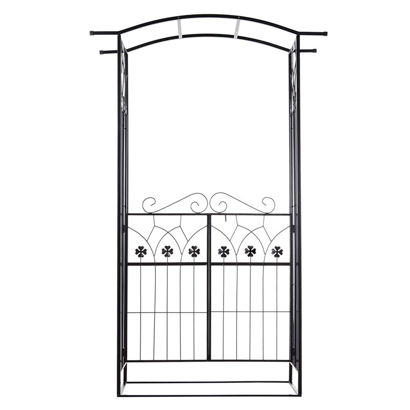 131cm W x 49cm D Metal Arbour Gate with Gate in Black