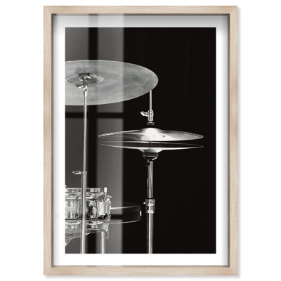 Drum set Jazz Shadowbox Print Framed Photography by Notoriart, Blonde Frame, 11 x 16