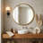 Leslie Hammered 30" Gold Round Wall Mirror, Hammered Metal Frame Accent Mirror, Modern Decorative Hanging Wall Mirror for Bathroom Vanity or Entryway-446105731