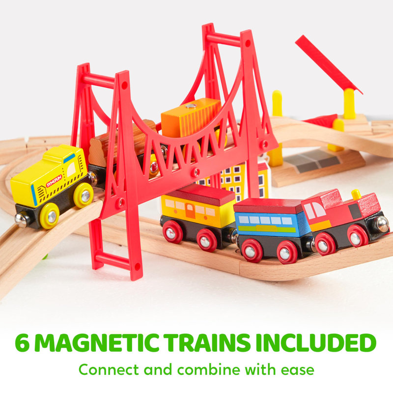 Ensemble de train en bois 110 pièces