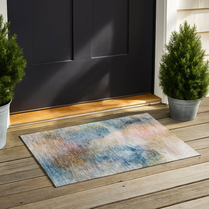 Machine Washable Indoor/Outdoor Chantille ACN2883 Abstract Rug, Blue, 2'6" x 3'10"