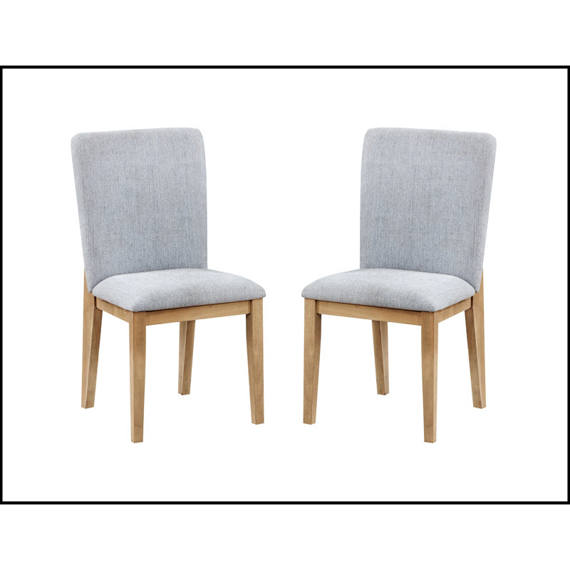Ensemble de 2 chaises de salle à manger Caspian en lin gris et chêne 19 pouces, alliant confort et élégance pour une salle à manger moderne