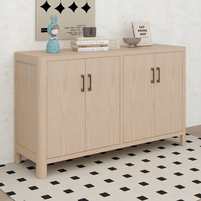 Buffet Cabinet With Drawers, Large Sideboard Buffet Storage Cabinet With Shelves And Doors, Natural