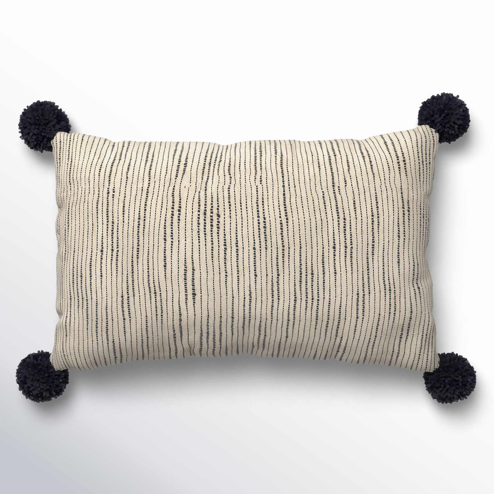 Smith Pom-poms Cotton Pillow Cover, 13" x 21"