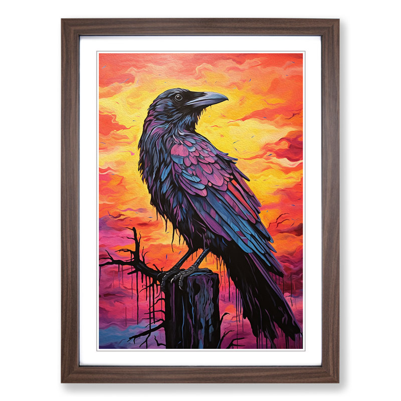 Raven Colour Field 1 Piece Single Picture Frame Wall Art, 46cm H x 34cm W x 2cm D, Walnut Framed