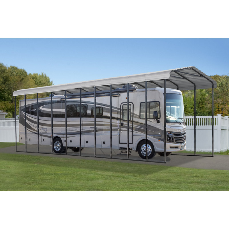 Galvanized Steel Rv Carport, 14X47X14, Eggshell
