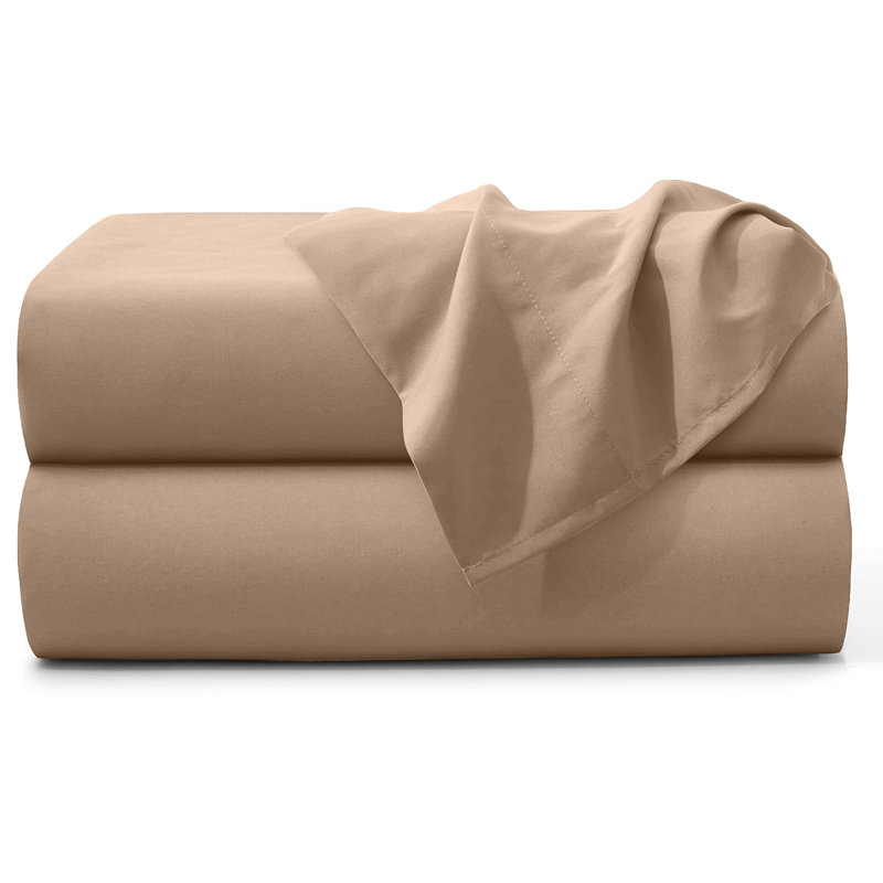 100% Brushed Cotton Flat Sheet  Soft, Breathable Bedding for Bedroom, Kingsize (5'), Beige