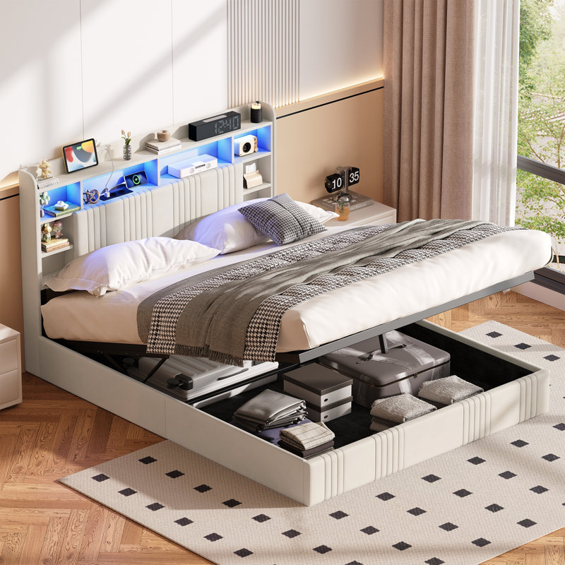 Bed, Beige, European Double (140 x 200 cm)