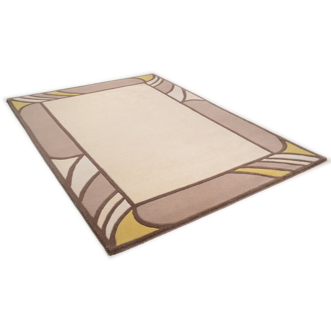 Handgefertigter Teppich Pinette aus Wolle in Beige