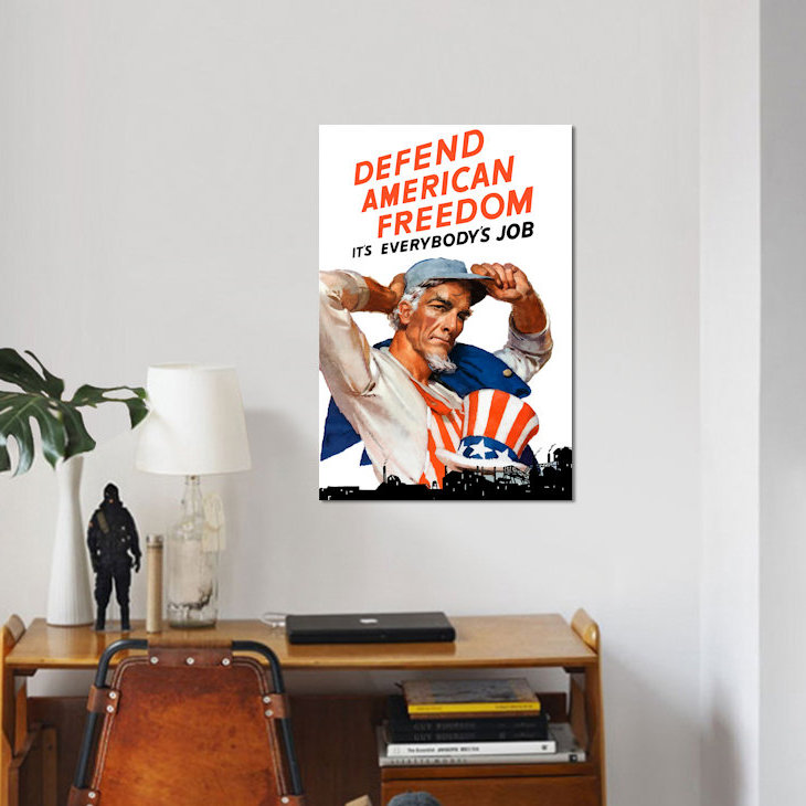 « oncle sam-défendre american freedom it is everybody’s job wartime poster », affiche rétro sur toile, Toile tendue