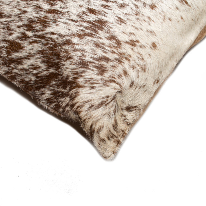 Set of Two 18" Cowhide Throw Pillows, Dark Chocolate/White
