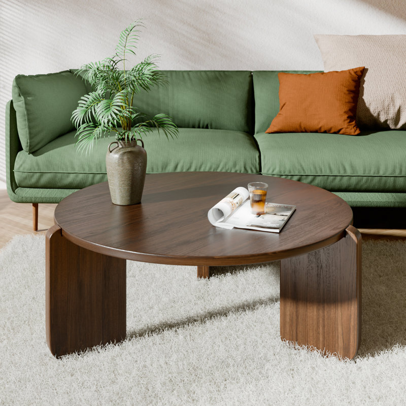Solid Wood Round Coffee Table, Brown