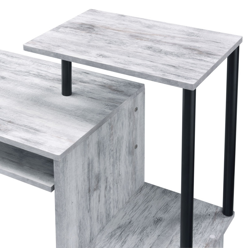 Bureau d'ordinateur rectangulaire, conception Kd avec plateau à clavier, tablette intégrée et compartiment de rangement