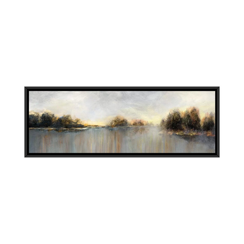 " Rain At Dawn " by Nan, 16" H x 48" W x 1.5" D, Black Framed