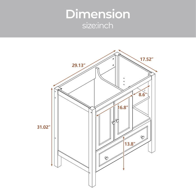 29.13'' Single Bathroom Vanity Base Only, White