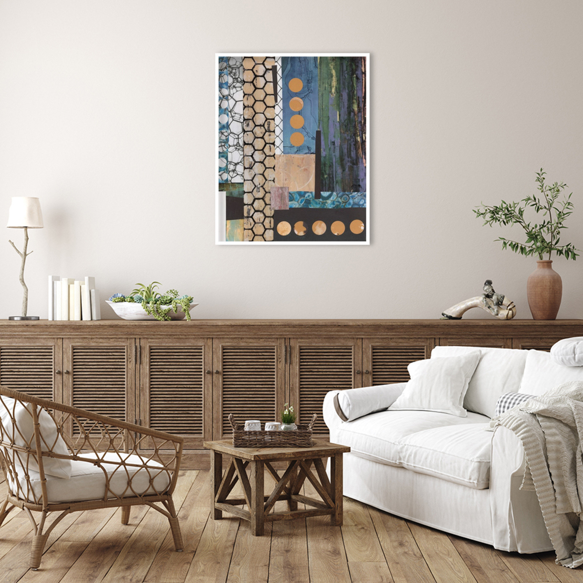 Mashup II by Maurin Wood Framed Wall Art Print, 41" H x 33" W, White