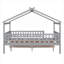 Lit plateforme classique en bois massif gris avec tiroirs de rangement pour chambre d'enfant-129380526-129380524