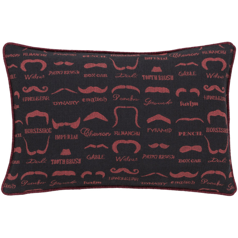 Wax That Stache Abstract Throw Pillow, Red/Black, Down/Feather