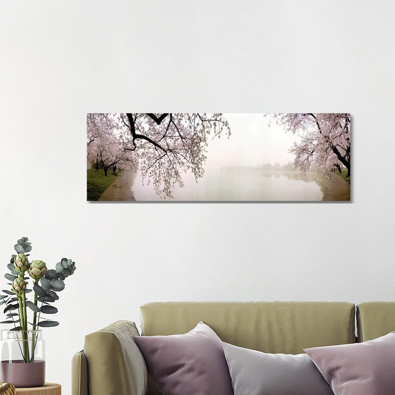 Cherry Blossoms At The Lakeside Washington Dc, Usa - Wrapped Canvas Panoramic Print, 121.92 cm H x 40.64 cm W x 1.91 cm D