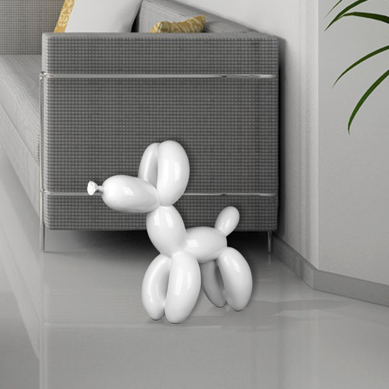 Dog Balloon Large Resin Statue, 62cm H x 64cm W x 23cm D, Yellow