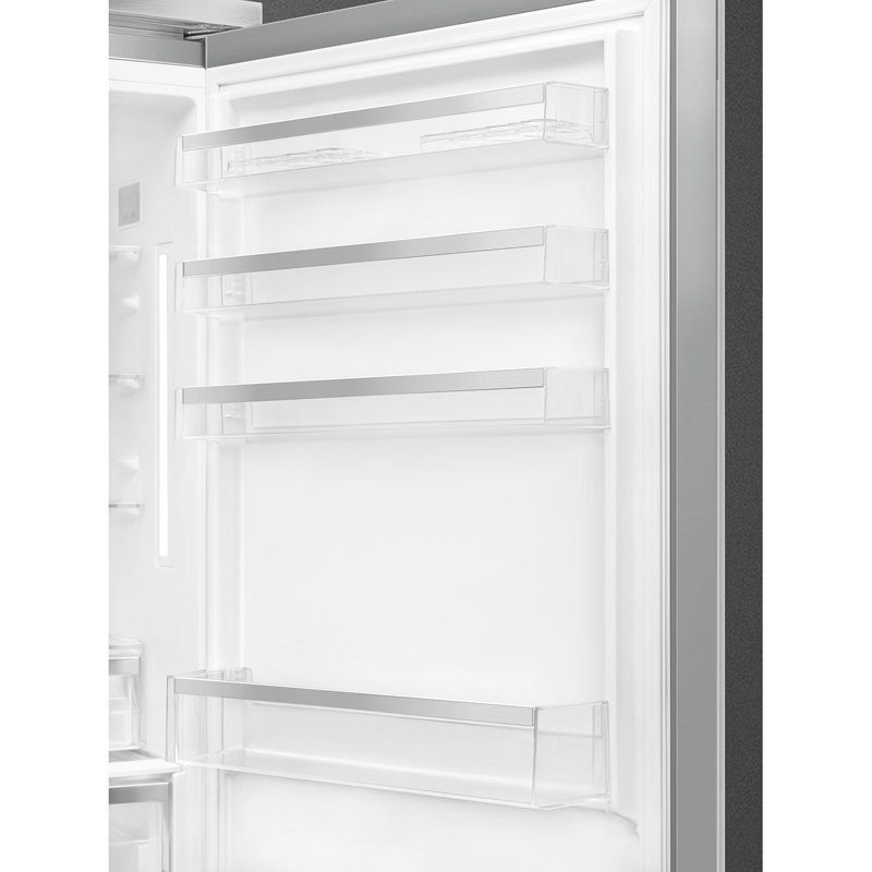 SMEG Portofino 27.7" Bottom Freezer Refrigerator 16.26 cu. ft., Left Handed, Stainless Steel