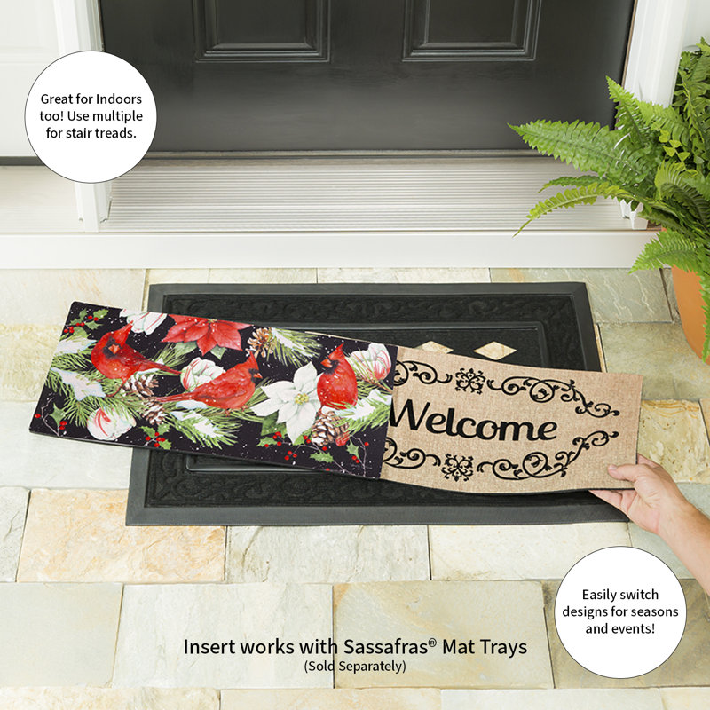 Joyful Cardinal Winter Visit Sassafras Switch Mat, 10" W x 22" L