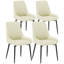 Ensemble de 4 chaises de salle à manger, chaises de cuisine avec pieds en acier, blanc crème