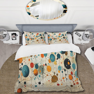 Green Beige Mid Century Abstract Retro IV - Abstract Midcentury Duvet Cover Set