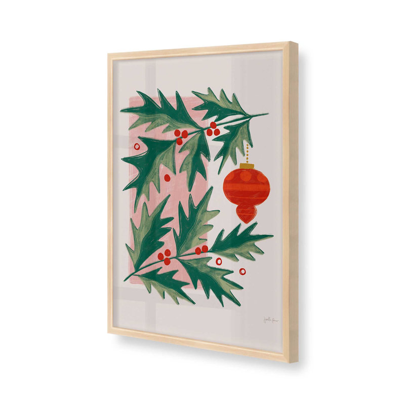 Impression de verdure de Noël II dans un cadre blanc opaque, Érable brut encadré, H 37 po x l 25 po x P 1,25 po