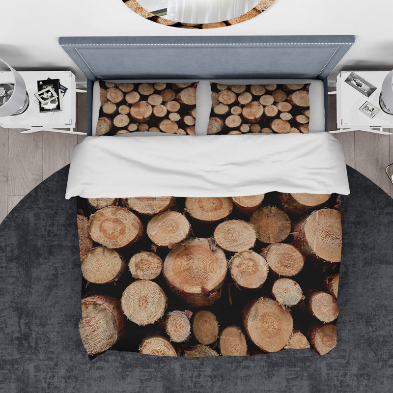 Rustic Polyester Abstract Duvet Cover, King Duvet Cover + 2 Shams